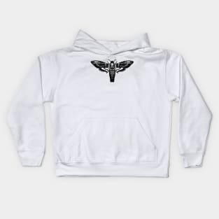 Deaths Head Hawk Moth | Black and White Kids Hoodie